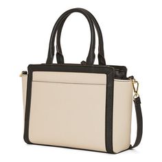 This Liz Claiborne women's Mini Tuxedo tote bag will become one of your favorites in your rotation thanks to its modern elegant design. This monogrammed style has a smooth faux leather trim, gold-tone hardware accents, and multiple pockets to hold your essentials. Adjust the shoulder strap to wear crossbody or carry it from the top handles. Features: Adjustable Straps, Removable Straps, PocketClosure Type: ZipperPockets: 3 Inside Zip Pockets, 1 Inside Slip PocketMetal Color: Gold ToneMeasurement Beige Work Bag With Detachable Strap, Square Work Bags With Detachable Handle, Square Work Bags With Removable Pouch, Square Workwear Bags With Top Carry Handle, Square Workwear Bag With Top Carry Handle, Beige Bags With Detachable Handle For Work, Beige Work Bags With Removable Pouch, Beige Rectangular Bags For Work, Beige Rectangular Bag For Work