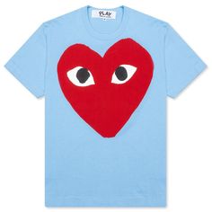 The concept of the Comme des Garcons PLAY line is design by not designing. Characterized by the iconic red heart logo designed by artist Filip Pagowski, the line is a collection of unisex basics, fragrances, and footwear. Pictured is the Comme des Garcons PLAY Pastelle Red Logo T-Shirt in Blue. AZ T274 051 1 COMME DES GARCONS PLAY APPAREL HAS A SMALLER FIT, WE RECOMMEND SIZING UP. 100% Cotton Printed branding Ribbed trims Made in Japan Style no: AZ-T274-051-1 Play Comme Des Garcons, Heart Fashion, Comme Des Garcons Play, Heart Logo, Short Bob Wigs, Japan Style, Best Friend Goals, Red Logo, Boutique Design