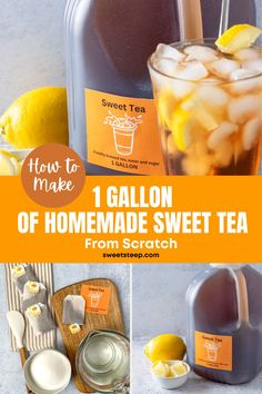 collage of homemade sweet teas and lemonade