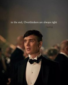 a man in a tuxedo with a quote on it