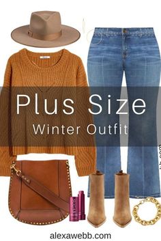 Sweaters For Plus Size Women, Plus Size Jean Outfits Winter, Plus Size Bootcut Jeans Outfits Casual, Apple Picking Outfit Plus Size, Plus Size Outfits With Hats, Early Fall Outfits Plus Size, Plus Size Fall 2023 Outfits, Flared Jeans Plus Size Outfit, Plus Size Boho Work Outfit