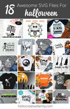 18 Awesome Halloween SVG Files To Cut With Your Cricut Or Silhouette! Pull out your cutting machine and celebrate Halloween in style! We are sharing 18 of our favorite Halloween SVG Files that are perfect for Easy DIY Halloween shirts! Make a last minute DIY Halloween costume with these fun files! #Halloween #Cricut #Silhouette #CricutProject #SVGFile Diy Halloween Shirts, Halloween Svgs, Halloween Cricut, Halloween Svg Files, Easy Diy Costumes, Cricut Halloween, Diy Halloween Costume, Easy Diy Halloween, Halloween Quotes