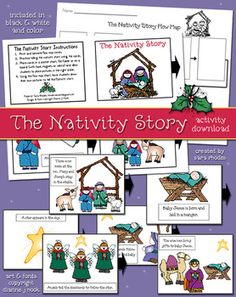 the nativity story activity book with pictures and instructions for children to learn how to read