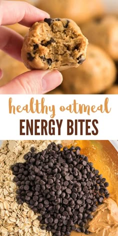 healthy oatmeal energy bites with peanut butter and chocolate chips