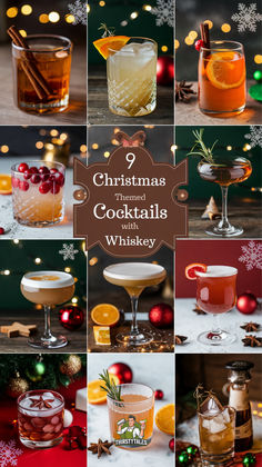 christmas cocktails and drinks collage with text overlay