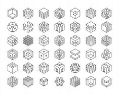 the different shapes and sizes of cubes are shown in this graphic style, which includes several