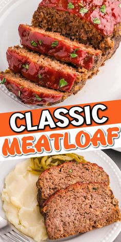 meatloaf on a plate with mashed potatoes and carrots