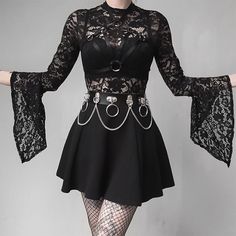 Style Gothic, Gothic Outfits, Goth Outfits, Alternative Outfits, Edgy Outfits, Lace Bodysuit, Goth Fashion, Gothic Fashion, Alternative Fashion