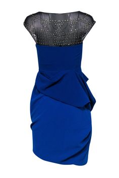 Grab this glamorous cocktail dress today and get ready to stun every time! Made with a draped sheath silhouette, this cobalt beauty from BCBG features an illusion mesh neckline with stud accents for some seriously chic dressing when you wear your favorite heels. Size 2 100% Polyester Sheath silhouette Draped design Illusion neckline with studs Fully lined Zippered side Waist 25" Bust 29" Total length 35.5" Elegant Royal Blue Bodycon Dress For Night Out, Royal Blue Bodycon Dress For Evening, Elegant Royal Blue Bodycon Mini Dress, Elegant Royal Blue Bodycon Evening Dress, Elegant Royal Blue Evening Bodycon Dress, Elegant Royal Blue Bodycon Dress For Date Night, Chic Dressing, Blue Drapes, Bcbg Max Azria