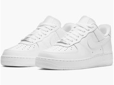 Check out the new NIKE Air Force 1 '07 Sneaker in white! This iconic '80s-throwback sneaker features back-to-basics detailing with a cool, low-cut profile and solid colors that make it timeless. The Nike Air unit in the sole provides lightweight cushioning, while the crenellations along the tread frame a star-studded bumper toe for added style. Plus, if you're between sizes, order 1/2 size down. Nordstrom affiliate. Tenis Air Force, Air Force Women, White Air Forces, Shoes For School, Dr Shoes, Nike Air Force 1 07, Mode Kpop, Cute Nikes, Air Force Ones