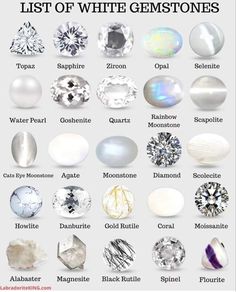 White Gemstones, Gemstones Chart, Jewelry Knowledge, Types Of Gems, Seni Dan Kraf, Minerals And Gemstones, Rocks And Gems, Gems And Minerals, Gems Jewelry