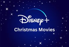 the disney + christmas movies logo with stars in the background