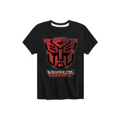 Max out his casual style with this Boys Transformer Autobot Comic Style Tee. FEATURES Crewneck Short sleevesFABRIC & CARE Solid colors: cotton; Heather colors: cotton, polyester Machine wash Imported Size: Large. Color: Black. Gender: male. Age Group: kids. Pattern: graphic. Character Cotton T-shirt With Crew Neck, Character Crew Neck Cotton T-shirt, Cotton Character T-shirt With Crew Neck, Character Cotton T-shirt Crew Neck, Character T-shirt With Graphic Print And Crew Neck, Character Graphic Print T-shirt With Crew Neck, Black Character Print Top For School, Style Graphic Tee, Kids Pattern