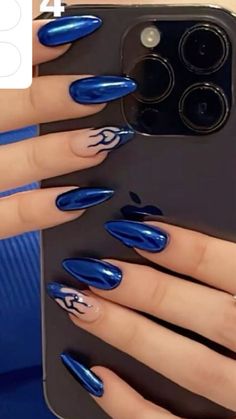 Nails Azul, Hoco Nails, Flemington Nj, Royal Blue Nails, Blue Gel Nails, Gold Acrylic Nails, Purple Acrylic Nails, The Audacity, Anime Nails