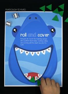 an advertisement for roll and cover featuring a blue monster with green eyes, red nose and teeth