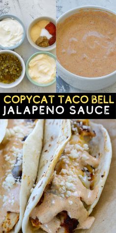 This easy recipe makes a Taco Bell Creamy Jalapeno Sauce copycat you’ll want to put on everything! Perfect for quesadillas, tacos, nachos, and more! Mexican Restaurant Copycat Recipes, Copycat Creamy Jalapeno Taco Bell, Taco Bell Creamy Jalapeno Sauce Recipe, Copycat Sauces, Jalapeno Dipping Sauce, Mexican Sauces