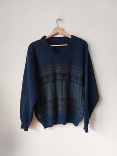 Vintage Peruvian Wool Sweater, Handmade Knitwear, Unisex Jumper, Wool 80s Pullover, Vintage Sweaters, Grandpa Sweater Archive Clothes Size M 100% Acrylic Color navy blue olive green there is no size tag, it looks like XL but  see measurements  All measurements taken with garment laid flat: Chest 68cm / 26,77 in Lenght 70cm / 27,55 in Shoulders 51cm / 20,07 in Sleeve lenght 62cm / 24,40 in Condition used good Sweater Handmade, Vintage Pullover, Handmade Knitwear, Grandpa Sweater, Vert Olive, Sweaters Knitwear, Navy And Green, Vintage Wool, Vintage Sweaters