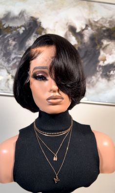 Medium Length Hairstyle For Black Women, 2x6 Closure Sew In Middle Part, Side Part Layered Bob, Bob Sew In Weave, Layered Straight Bob, Bob Wig Hairstyles, Side Part Bob Weave, Layered Middle Part, Bob Wig Styles