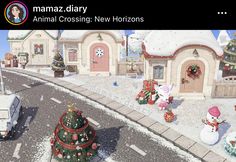 Acnh Christmas Neighborhood, Christmas Neighborhood, Neighborhood Ideas, Houses Layout, City Core, Town Ideas, Happy Home Designer, City Folk