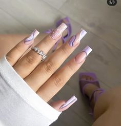 Line Work Nails, Nails Art Tutorial, Burgundy Acrylic Nails, Disney Acrylic Nails, Purple Acrylic Nails, Spring Acrylic Nails, Lavender Nails, Stylish Nails Designs, Easy Nails