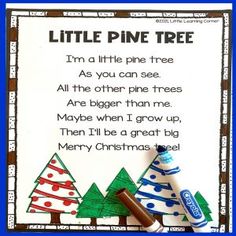 a little pine tree poem for kids to use in the christmas writing process with markers and crayons