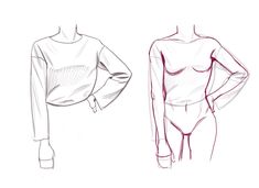 an image of a woman's bodysuit sketched on paper