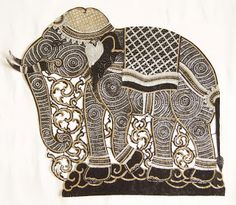 an intricately decorated elephant on a white background