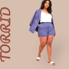 By: Torrid Just In! New Plus Size Summer Shorts. New Women's Plus Size Blue High Waist Linen Shorts. Torrid Size 24=3x Waist: 46" & Inseam: 5" & Length: 17". All Measurements Are Approximate And Taken Laying Flat. Blue Is The Color Of These Soft Linen Shorts. . Studio Linen Woven Fabric: A Light Weight Breathable,& Sophisticated Fabric For Warmer Weather. : Pleats : Belt Loops/ No Belt : High Rise : Functional Pockets : Elastic Stretch Waist : Button & Zip Closure. : Super Nice Made Out Of Linen Plus Size Summer Shorts, Size 22 Women, Rolled Cuff Jeans, Linen Shorts Women, Floral Lace Shorts, Ruffle Trim Dress, High Rise Denim Shorts, Linen Short, Belted Shorts