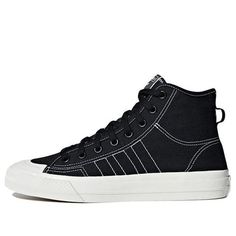 adidas Nizza RF Hi 'Core Black' F34057 (SNKR/Skate/Unisex/Non-Slip/High Top/Wear-resistant) Black Adidas Shoes High Tops, Black Casual High-top Sneakers For Skateboarding, Casual Black High-top Sneakers For Skateboarding, Black Adidas Lace-up Skate Shoes, Black Adidas Logo Lace-up Skate Shoes, Breathable Black Mid-top Skate Shoes, Black Breathable Mid-top Skate Shoes, Black Skate Shoes With Rubber Sole For Outdoor Activities, Black Sporty Skate Shoes With Vulcanized Sole