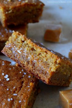 several pieces of cake sitting next to each other