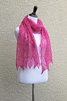 Valentine gift! This hand knit shawl is made of 50% merino/50% tencel in a pink (Berry) color.  It's perfect with an elegant dress and also with jeans or shirt and there is... #kgthreads Crochet Infinity Scarf Pattern, Infinity Scarf Pattern, Spring Scarf, Shawl Wedding, Bridesmaid Shawl, Hand Knit Shawl, Pink Berry, Berry Color, Knitted Shawl