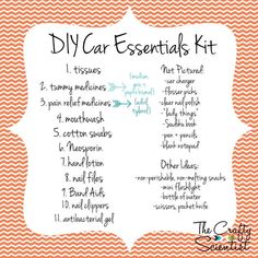 the diy car essentials kit is shown with instructions for how to use it