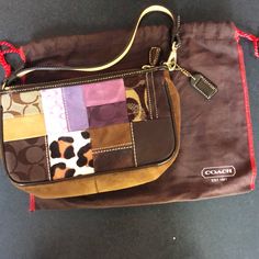 Coach, Color Block Style Purse With Different Prints. Authentic And Never Been Used! Amazing Condition With Dust Cover Retro Coach Shoulder Bag With Removable Pouch, Coach Colorblock Handbags, Coach Color Block Purse, Coach Multicolor Bag With Handles, Vintage Coach Patchwork Bag, Block Style, Bags Coach, Coach Purse, Coach Purses