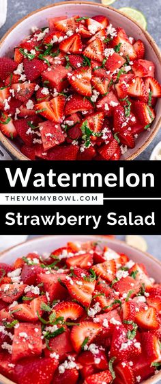 strawberry salad with watermelon and feta cheese