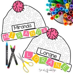 Preschool Winter Name Craft, Names Preschool Activities, January Name Craft, Winter Hat Craft Preschool, Winter Name Crafts Preschool, Caps For Sale Activities Preschool, Preschool Hat Craft, Winter Name Craft, Name Learning Activities