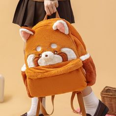 Be The Envy Of All Your Friends With This Adorably Cute Red Panda School Backpack! It's Got Everything You Need To Stay Organized And Look Great, With One Big Compartment, Side Water Bottle Storage, Compartments For Your Phone And Small Accessories, And Adjustable Shoulder Straps. This Sure Will Soon Be Your Favorite Backpack! A Plush Backpack To Carry Around All Your Books And Laptops Adorable Red Panda Design Adjustable Shoulder Straps And Top Handle Spacious Compartments To Carry Around All Y Red Panda Plush, Alpaca Plushie, Yarn Projects Crochet, Red Panda Cute, School Laptop, Panda Plush, Water Bottle Storage, Convertible Backpack Purse, Laptop Handbag