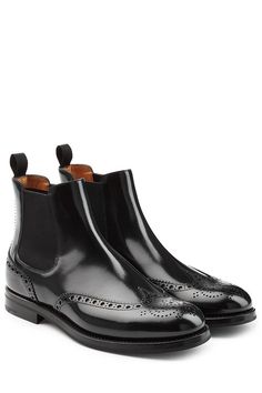 Brogue Chelsea Boots, Black Patent Leather Boots, Low Heel Ankle Boots, Short Black Boots, Gentleman Shoes, Brogue Boots, Botas Chelsea, Patent Leather Boots, Mens Boots Fashion