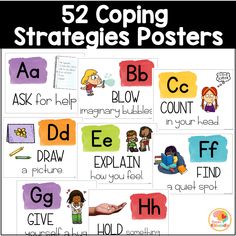 several posters with different words and pictures for children to use in their writing workbooks