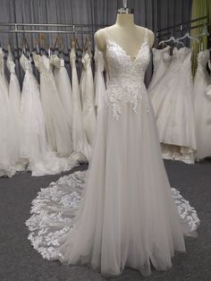 Ivory Wedding Dresses With Lace, Wedding Dress With Train, Train Wedding Dresses, Tulle Neckline, Court Train Wedding Dress, Dresses With Lace, Dress With Train, Wedding Dress Train, The Modern Bride