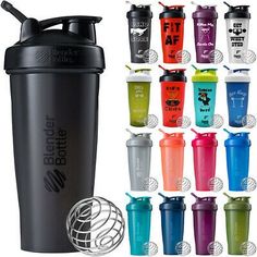 the blender bottle has many different colors