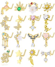 an assortment of different types of earrings