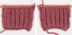 two pictures showing how to crochet the wrong side of a knitted stitch