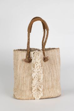 Jute & Cotton Tote with Leather Handles - Ten Thousand Villages Grocery Shop, Leather Handles, Cotton Totes, Leather Handle, Beach Day, Running Errands, Natural Cotton, In Style, Date Night