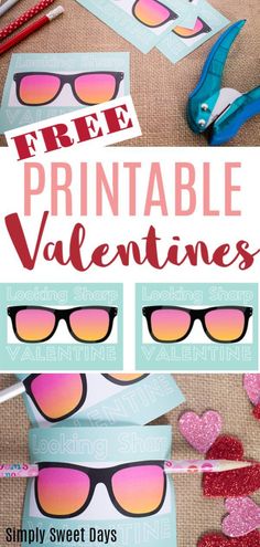 the free printable valentine's day treat box with sunglasses and hearts on it