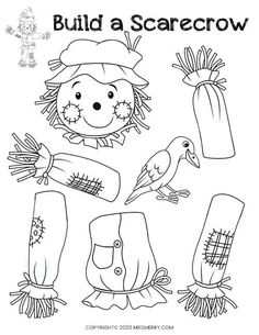 build a scarecrow coloring page