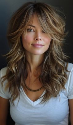 Short Blonde Hair On Brunettes, Haircut To Get Volume, Women’s Hair Styles Over 50, Farrah Faucette Hair, Chunky Face Haircut, Haircut For Long Thick Wavy Hair, Highlights Underneath Dark Hair, 60 Yr Old Hairstyles, 2024 Hair Color For Women