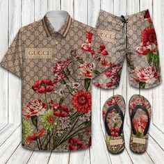 To buy product combo (set) Gucci gg bouquets luxury brand limited combo hawaiian shirt shorts and flip flops Hawaii Shirt Shorts & Flip Flops
Please select Option, Size and add each item to cart
Please check the measurement chart carefully before you buy the item.


Product combo (set) information: Gucci gg bouquets luxury brand limited combo hawaiian shirt shorts and flip flops Hawaii Shirt Shorts & Flip Flops
+) Hawaiian Shirt

	100% polyester.
	This shirt feels soft and smooth, making Gucci Flip Flops, Gucci Shirt, Comfortable Flip Flops, Branded Outfits, Hawaii Shirt, Beach Shorts, Tropical Print, Outfit Details, Shorts With Pockets