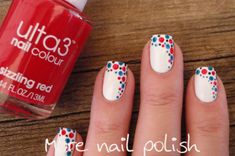 White And Blue Nail Designs, White And Blue Nail, Patriotic Nails Design, Girls Nail Designs, Patriotic Nails, Usa Pride, Nail It, Polka Dot Nails