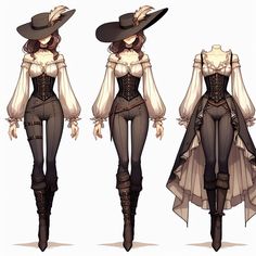 three different views of the same outfit, one in white and one in black with long sleeves