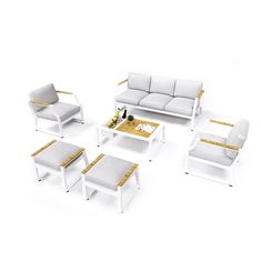 Single sofa:27.17 x 30.32 x 26.18 in. Three seats sofa:73.62 x 30.32 x 26.18 in. Coffee Table:43.3 x 23.62 x 16.14 in ,Ottoman:23.23 x 22.05 x 18.11 in. Moda Furnishings 6-Piece Patio Sofa Conversation Set with Gray Cushions | MOS-2103-W Three Seat Sofa, Grey Cushions, Patio Sofa, Conversation Set Patio, Single Sofa, Metal Structure, Outdoor Sofa, Outdoor Furniture Sets, The Home Depot